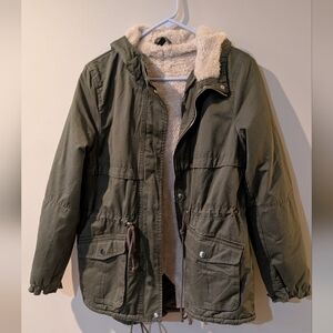 Divided Olive Green Hooded Jacket